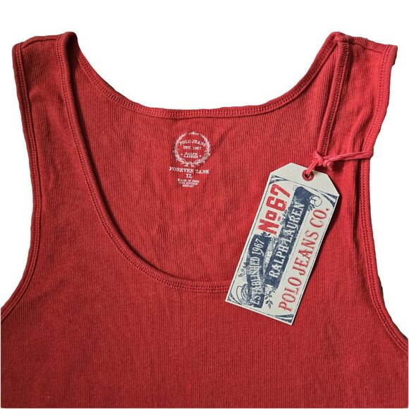 NWT POLO JEANS Burnt Orange Ribbed Cotton Tank XL - Picture 2 of 3